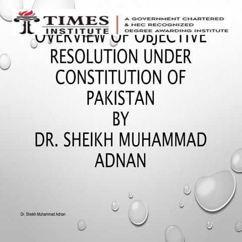 Overview of objective resolution under constitution of pakistan