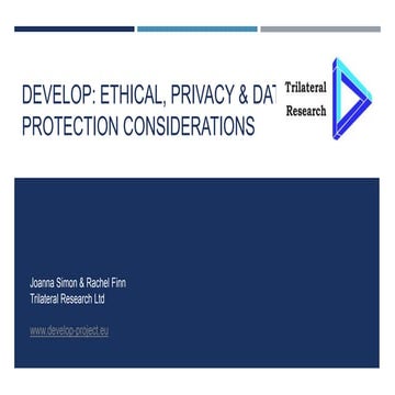 Overview of privacy and data protection considerations - DEVELOP.