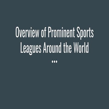 Overview of Prominent Sports Leagues Around the World | PDF