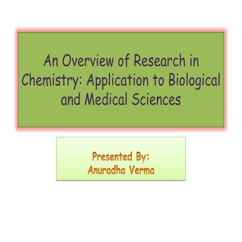 Overview of research in chemistry