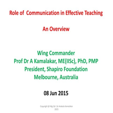 Overview of Role of Communication in Effective Teaching