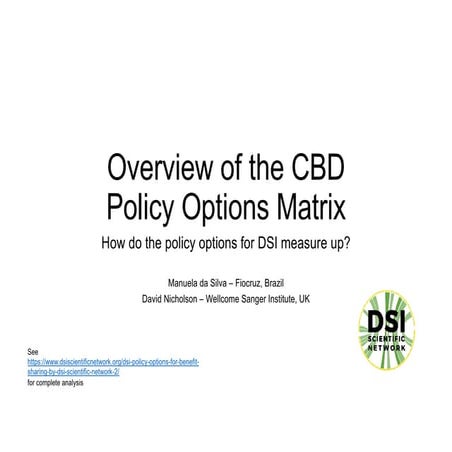Overview of the CBD DSI Policy Options Matrix | PDF