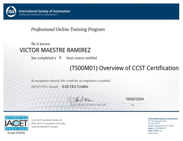 Overview of the Certified Control Systems Technician (CCST Overview of the Certified Control Systems Technician (CCST