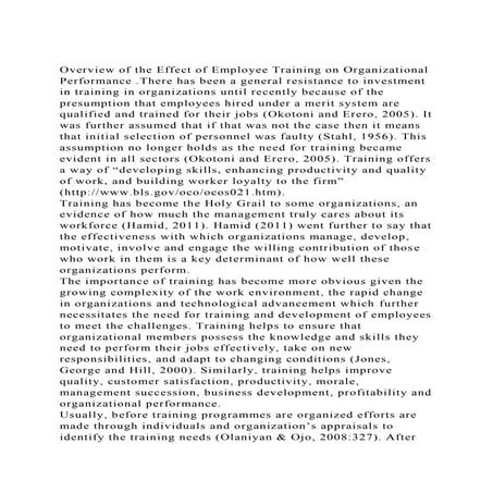 Overview of the Effect of Employee Training on Organizational Perf.docx