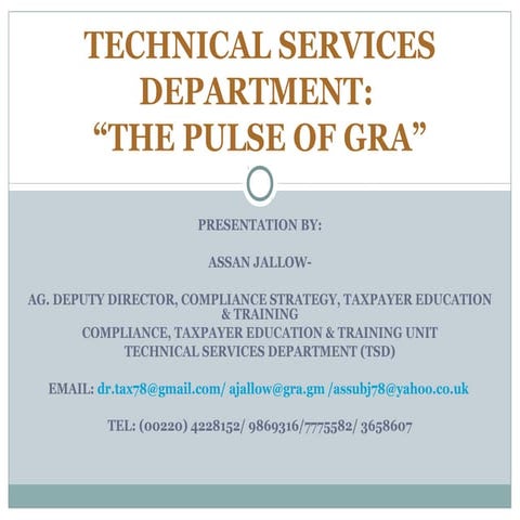 Overview of the technical services department at 2013 induction