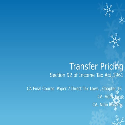 Overview of transfer pricing