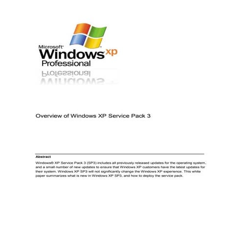 Overview Of Windows Xp Service Pack 3