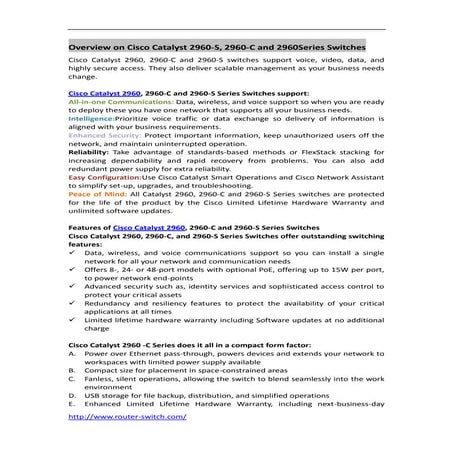 Overview on cisco catalyst 2960 s, 2960-c and 2960 series switches