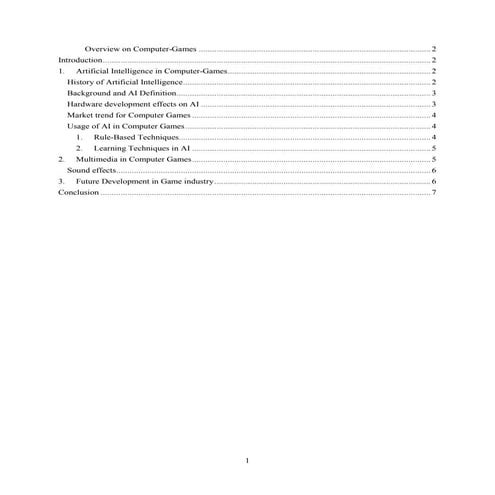 Overview on computer games 