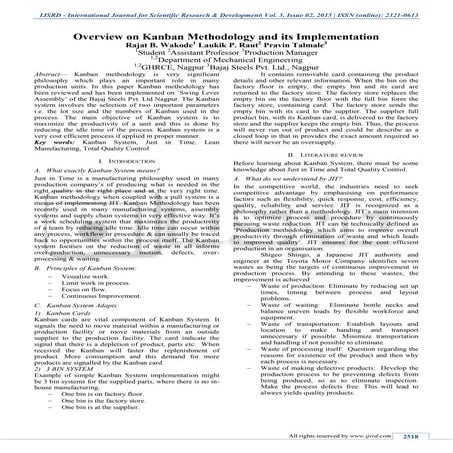 Overview on Kanban Methodology and its Implementation