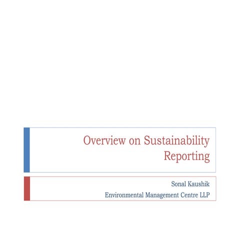 Overview on sustainability reporting