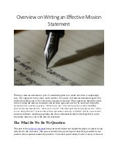 Effective Mission Statement an Overall Overview