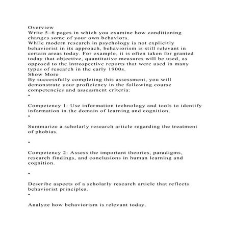 Overview Write 5–6 pages in which you examine how conditioning cha.docx