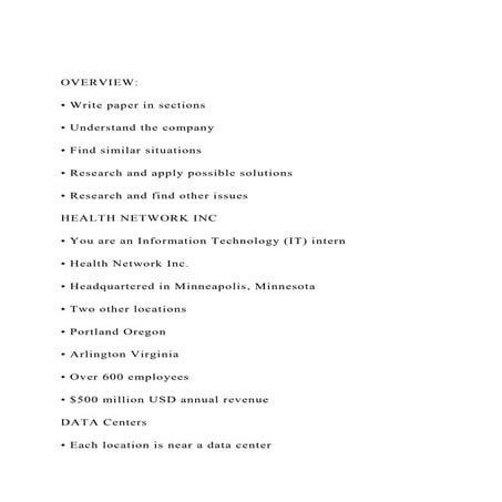 OVERVIEW• Write paper in sections• Understand the compa.docx