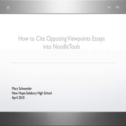 Citing Opposing Viewpoints essays in NoodleTools