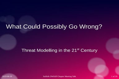 What could possibly go wrong? Threat modelling in the 21st century. – Phil Ashby