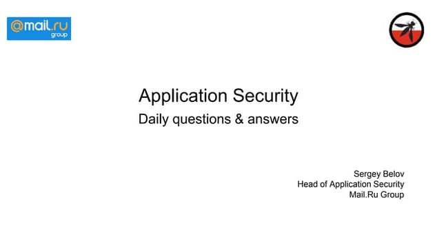 [OWASP Poland Day] Application security - daily questions & answers