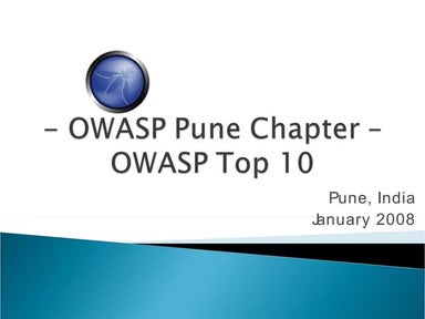 Owasp Top 10 - Owasp Pune Chapter - January 2008