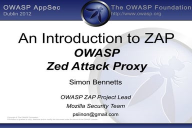 OWASP 2012 AppSec Dublin ZAP Intro