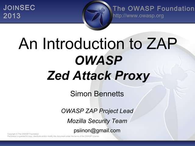JoinSEC 2013 London - ZAP Intro