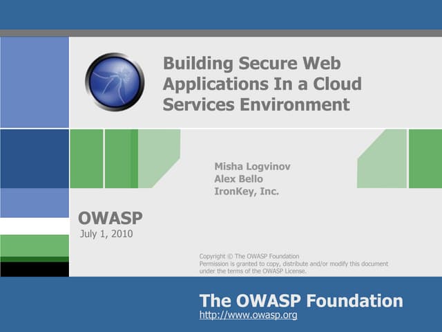 OWASP: Building Secure Web Apps