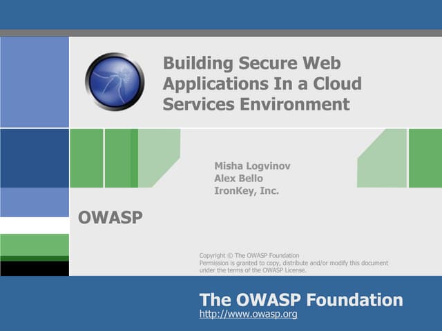 OWASP - Building Secure Web Applications
