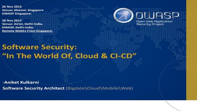 Software Security: In the World of Cloud & CI-CD