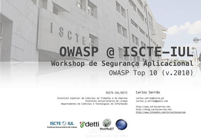 OWASP @ ISCTE-IUL - OWASP Top 10 (v...