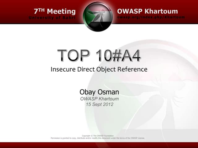 OWASP Khartoum   Top 10 A4 - 7th meeting