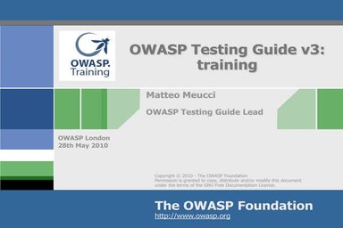 Owasp london training course 2010 - Matteo Meucci
