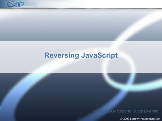 Reversing JavaScript