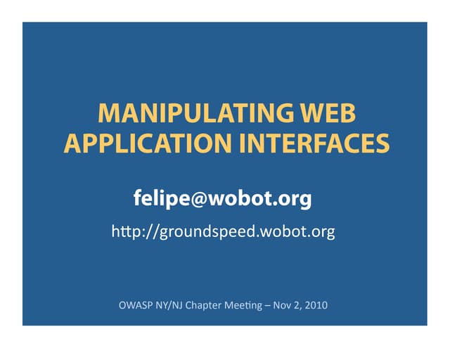 Groundspeed Presentation at the OWASP NY/NJ