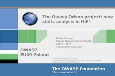 Owasp Orizon New Static Analysis In Hi Fi