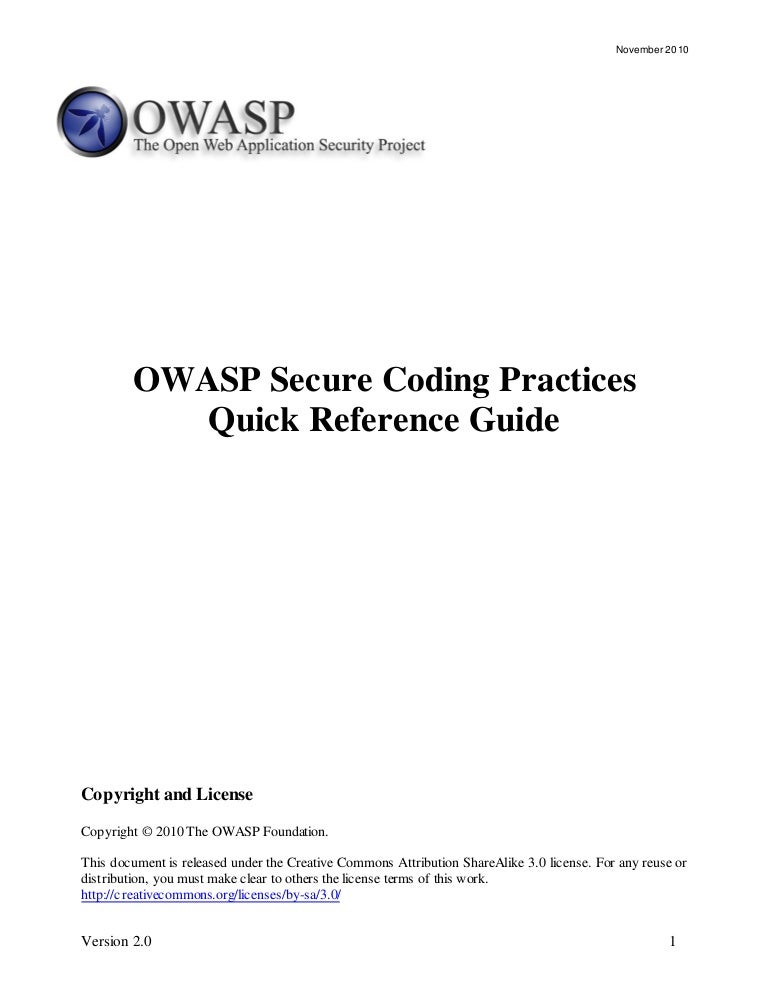 OWASP Secure Coding Quick Reference Guide OWASP Secure Coding Quick Reference Guide