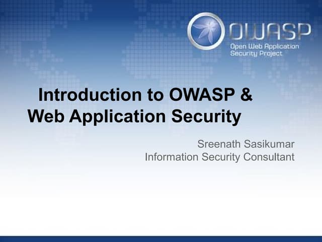 Introduction to OWASP & Web Application Security | PPT