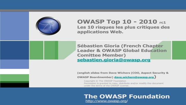 Owasp top 10   2010  Resist toulouse