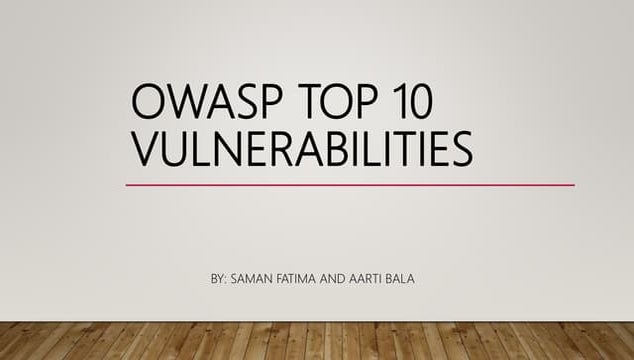 Owasp top 10 vulnerabilities