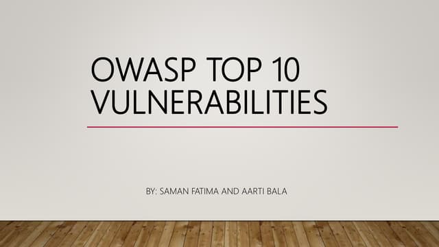 Owasp top 10 vulnerabilities