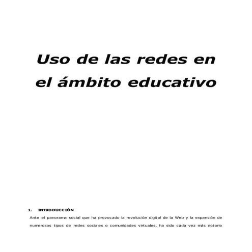 Uso de las redes en el ámbito educativo (Documento)
