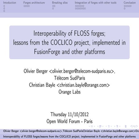 Owf12 open forges summit   interoperability of floss forges