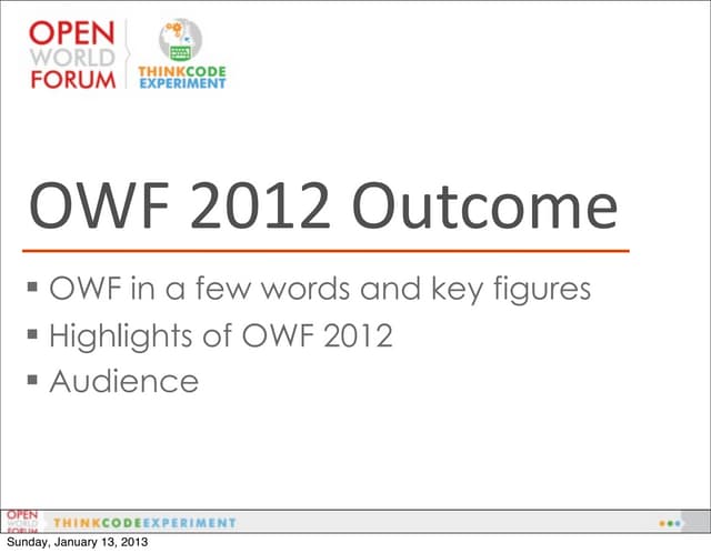 OWF 2012 Outcome
