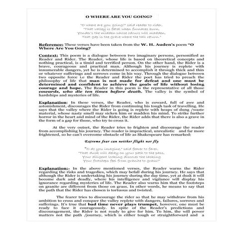 O where are you going?