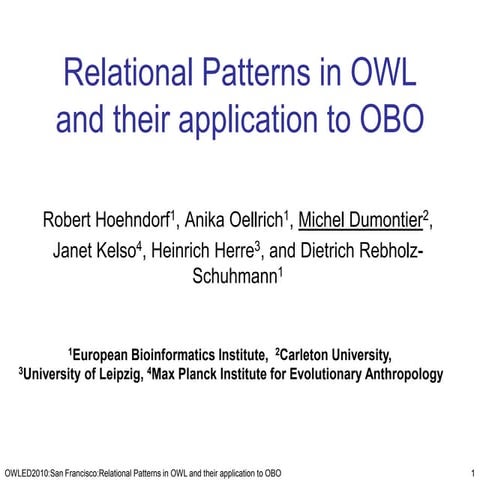 Relational Patterns in OWL and their application to OBO