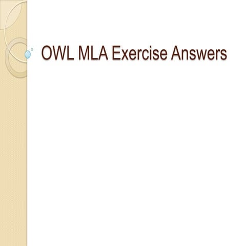 Owl Mla Exercise Answers