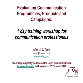 Evaluating Communication Programmes...