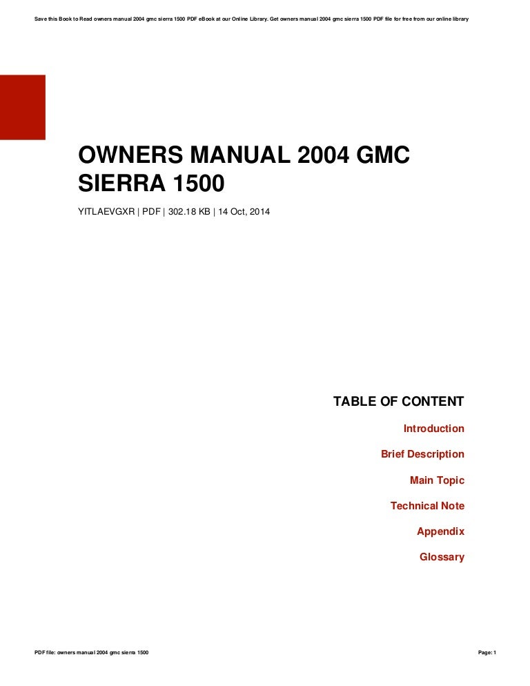 2004 gmc sierra 1500 owners manual Gmc sierra owners manual | ebay.