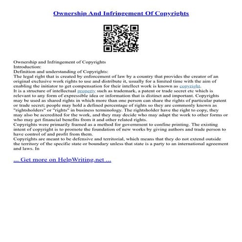 Ownership And Infringement Of Copyrights | PDF