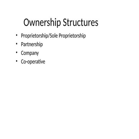 Ownership Structures in entrepreneurship