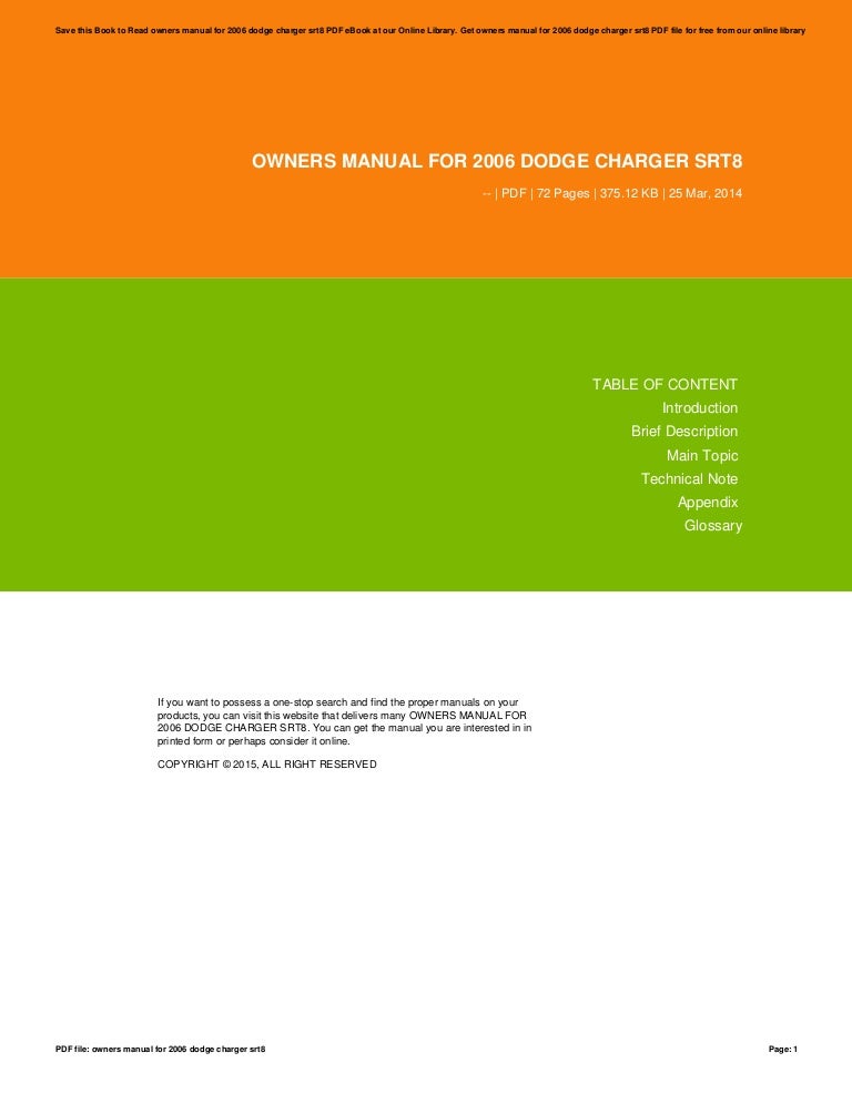 2014 dodge charger owner's manual