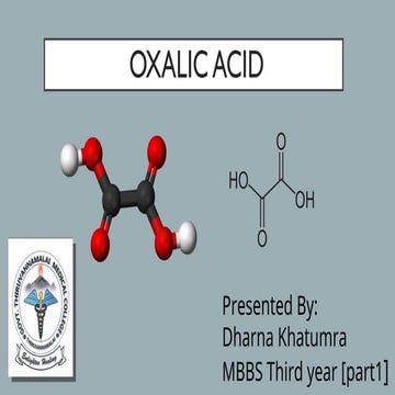 Comprehensive Overview of Oxalic Acid: Properties, Clinical Impact, and ...